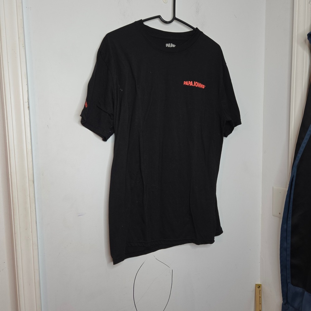 Papa Johns Mens XL Black Hungry For Better Graphic Logo T-Shirt Short Sleeve